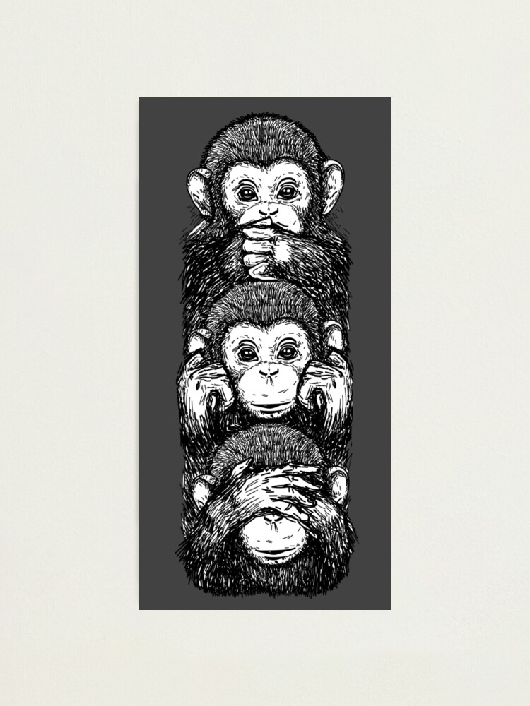 Black and White Funny Monkey Canvas Print