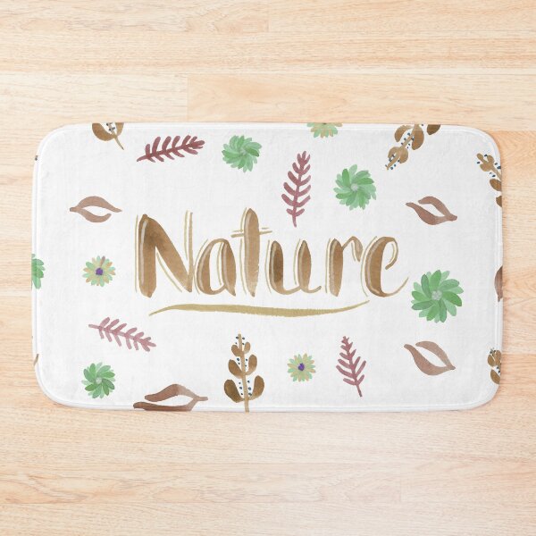 Item preview, Brown Watercolor Brush Lettering - Nature with Leaves and Flowers on White designed and sold by Karen McFarland.