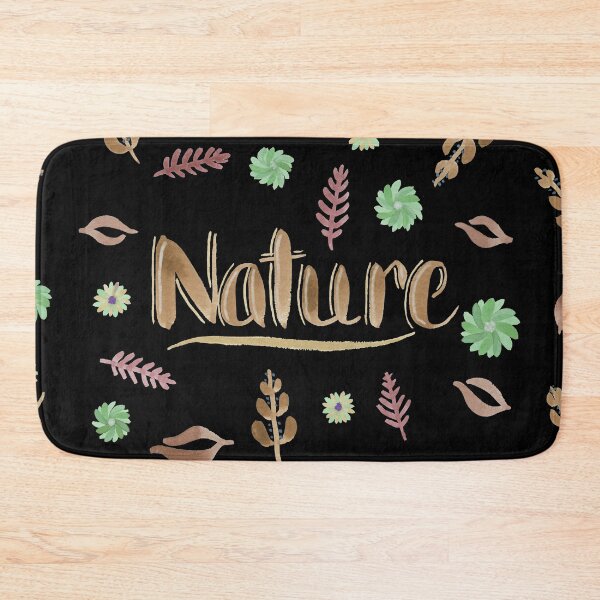 Item preview, Brown Watercolor Brush Lettering - Nature with Leaves and Flowers on Black designed and sold by Karen McFarland.