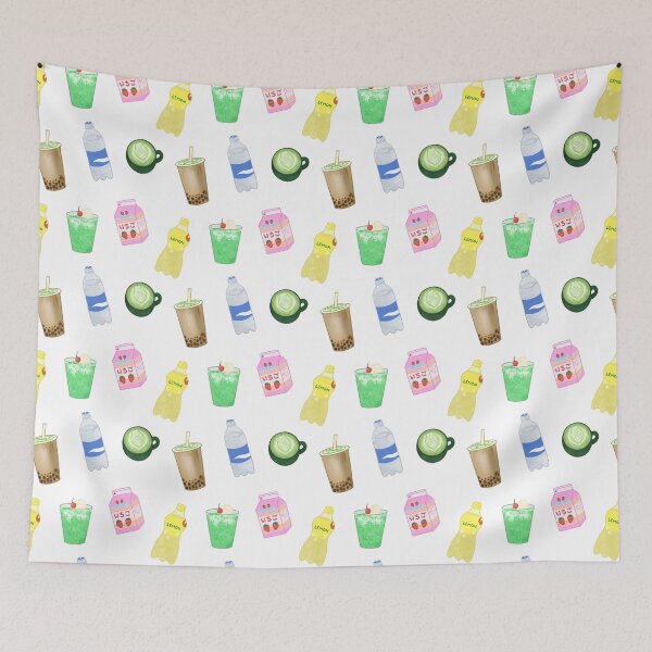 Item preview, Japan Drinks Illustration Pattern (White) designed and sold by beckyjenksart.