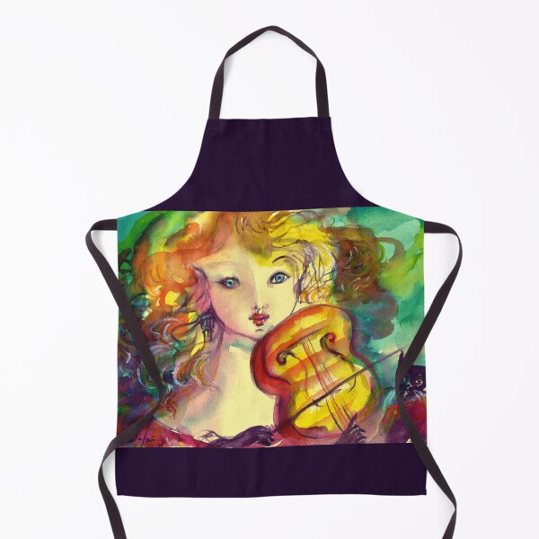 Item preview, VIOLINIST GIRL ,VIOLIN AND CAT Watercolor by Bulgan Lumini designed and sold by BulganLumini.