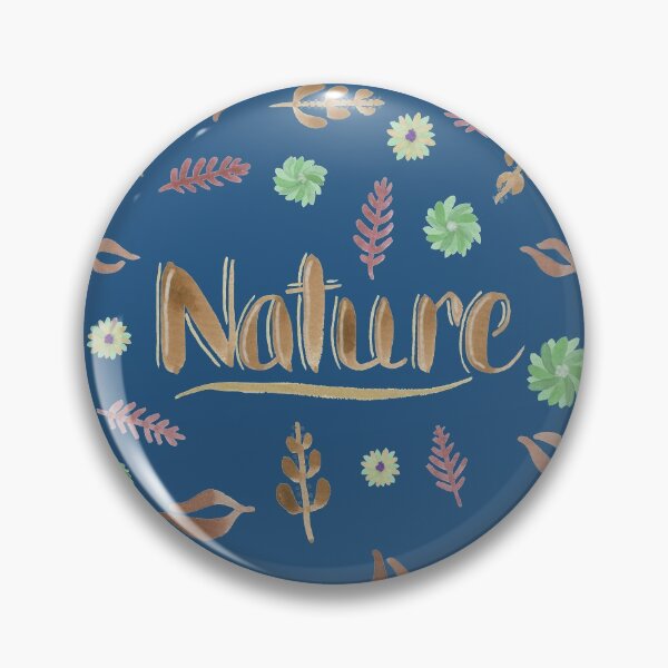 Item preview, Brown Watercolor Brush Lettering - Nature with Leaves and Flowers on Dark Blue designed and sold by Karen McFarland.