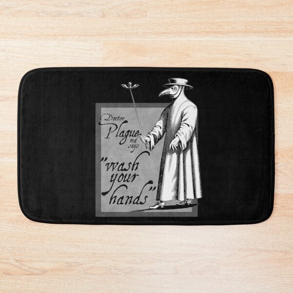 Item preview, Doctor Plague says wash your hands gray health awareness art comic book style designed and sold by Fashionmonger.