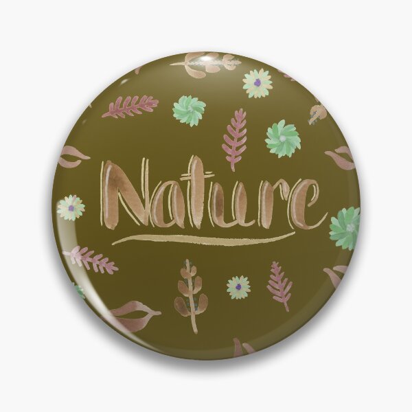 Item preview, Brown Watercolor Brush Lettering - Nature with Leaves and Flowers on Dark Olive Yellow designed and sold by Karen McFarland.