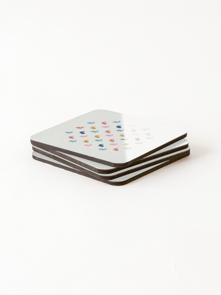 Alternate view of Bunny Rabbit Stamp Pattern - Multi-Color Coasters (Set of 4)
