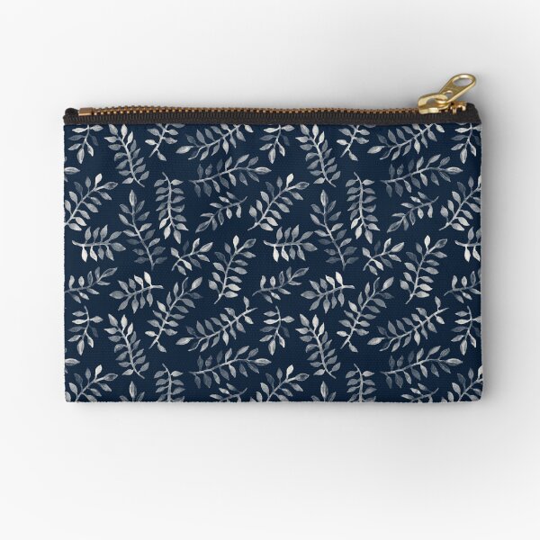 Item preview, White Leaves on Navy - a hand painted pattern designed and sold by micklyn.
