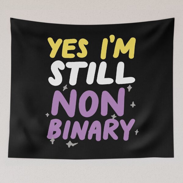 Item preview, Yes I'm Still Non-Binary Funny LGBTQIA Pride Flag designed and sold by yesqueen.
