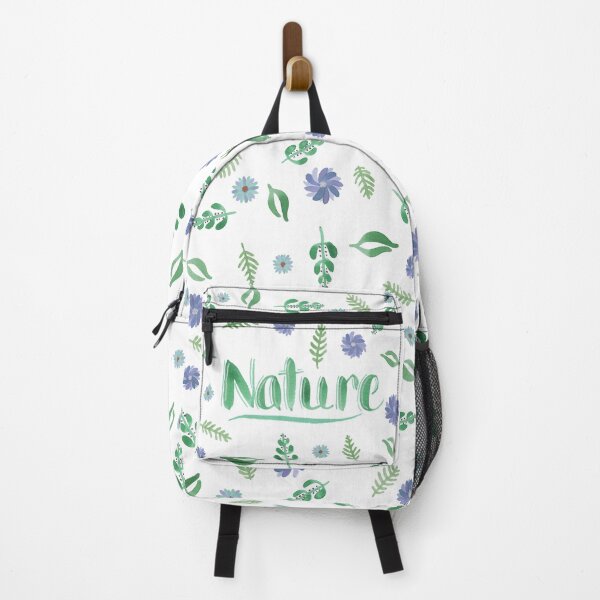 Item preview, Green Watercolor Brush Lettering - Nature with Leaves and Flowers on White designed and sold by Karen McFarland.