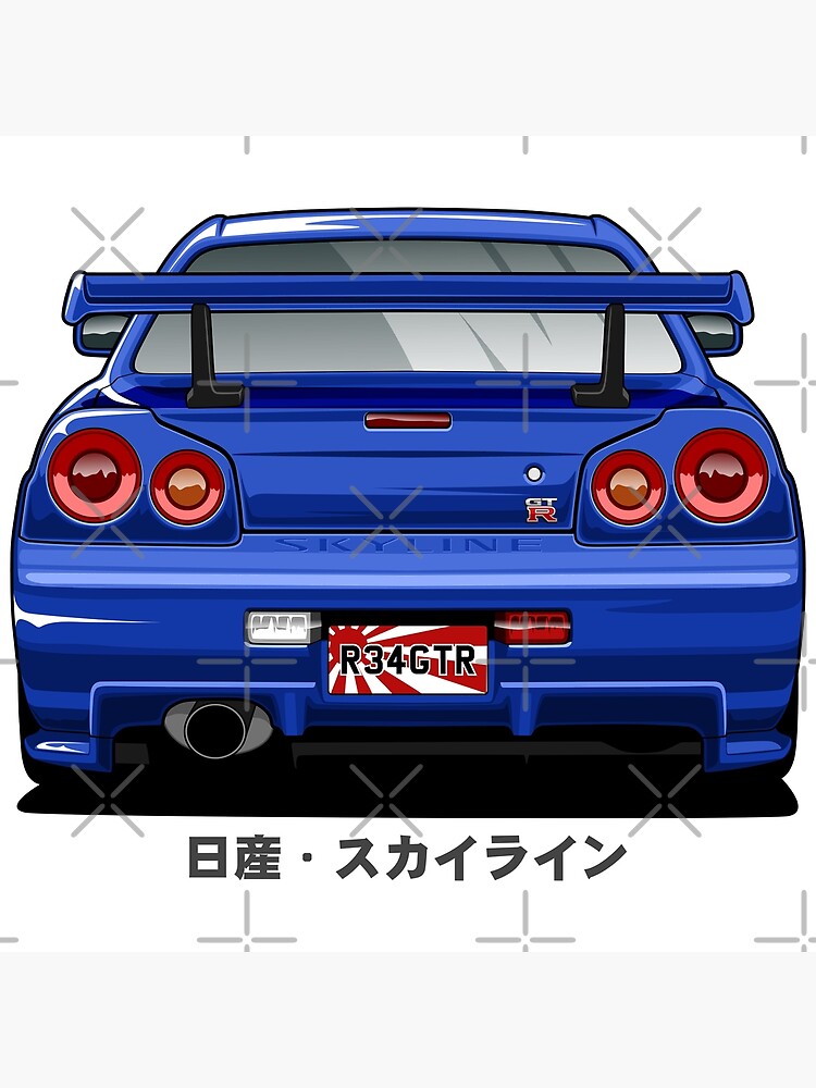 Blue Nissan Skyline R34 GTR Metal Print for Sale by idrdesign
