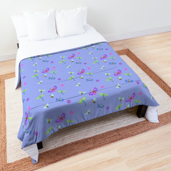 Butterflies bees and dragonflies Comforter
