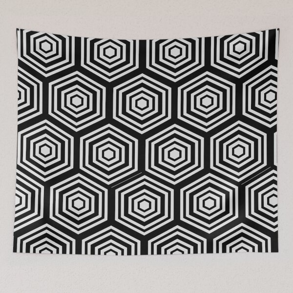Item preview, abstract monochrome geometric design with hexagons designed and sold by pauloneill-art.