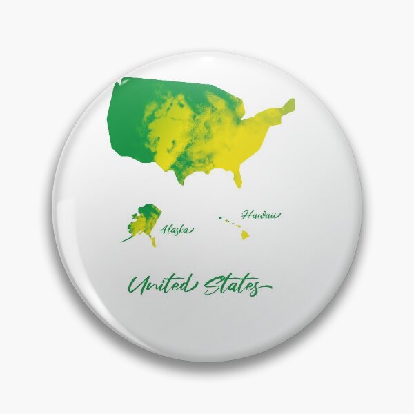 Item preview, United States Map in Watercolor + Alaska & Hawaii (Green and Yellow) designed and sold by Geometricshow.