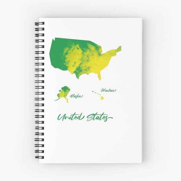 Item preview, United States Map in Watercolor + Alaska & Hawaii (Green and Yellow) designed and sold by Geometricshow.