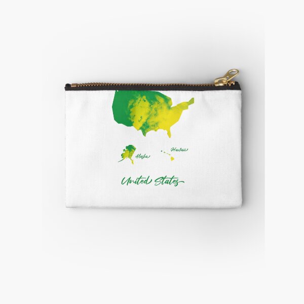 Item preview, United States Map in Watercolor + Alaska & Hawaii (Green and Yellow) designed and sold by Geometricshow.