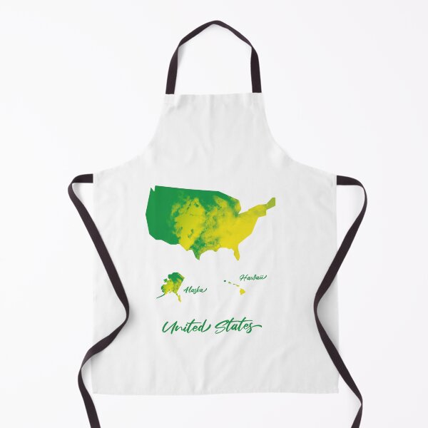 Item preview, United States Map in Watercolor + Alaska & Hawaii (Green and Yellow) designed and sold by Geometricshow.