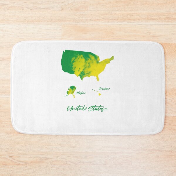 Item preview, United States Map in Watercolor + Alaska & Hawaii (Green and Yellow) designed and sold by Geometricshow.