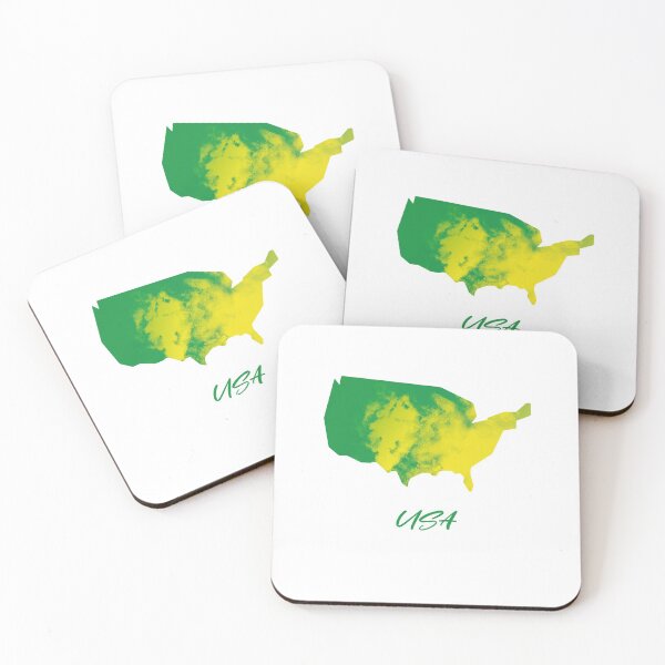 Item preview, USA Map in Watercolor (Green and Yellow) designed and sold by Geometricshow.