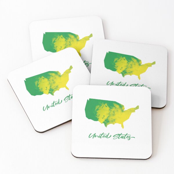 Item preview, United States Map in Watercolor (Green and Yellow) designed and sold by Geometricshow.