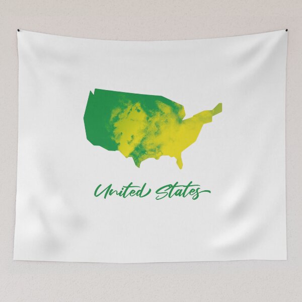 Item preview, United States Map in Watercolor (Green and Yellow) designed and sold by Geometricshow.
