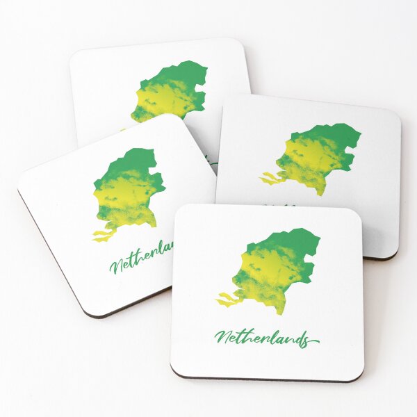 Item preview, Netherlands Map in Watercolor (Green and Yellow) designed and sold by Geometricshow.