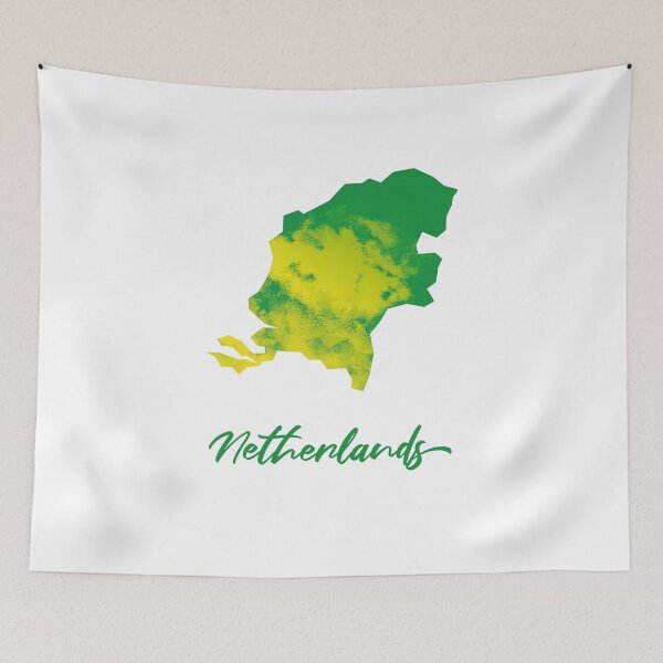 Item preview, Netherlands Map in Watercolor (Green and Yellow) designed and sold by Geometricshow.