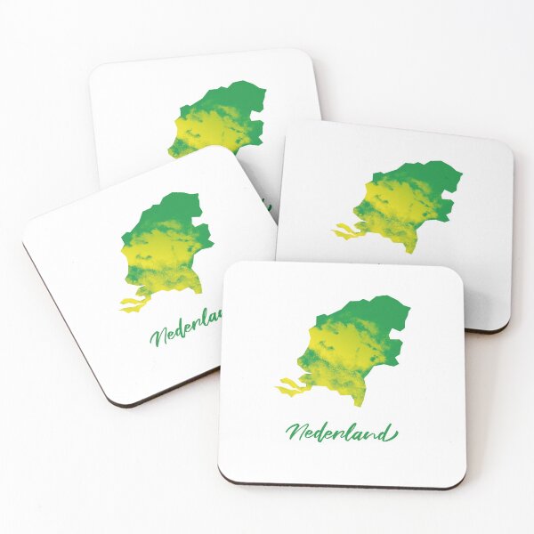 Item preview, Nederland (Netherlands) Map in Watercolor (Green and Yellow) designed and sold by Geometricshow.