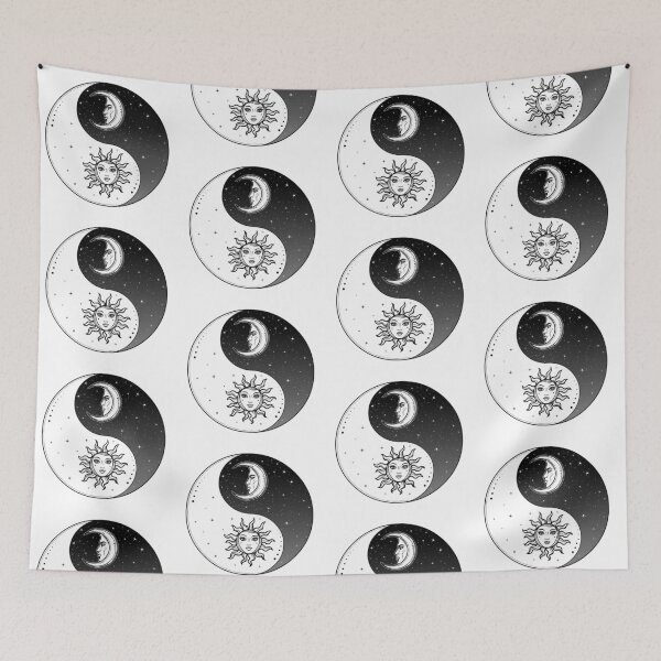 Item preview, Mystical drawing: Stylized sun and moon with human face, day and night. designed and sold by YanaZvereva.