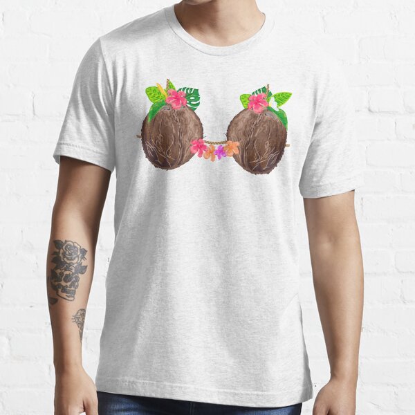 Hawaiian Flower Coconut Bra Easy Adult Costume Essential T-Shirt for Sale  by Jackrabbit Rituals
