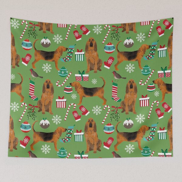 Artikelvorschau, Bloodhound-Weihnachtszuckerstangen und Schneeflockenfeiertags-Hunderassegeschenke entworfen und verkauft von PetFriendly.