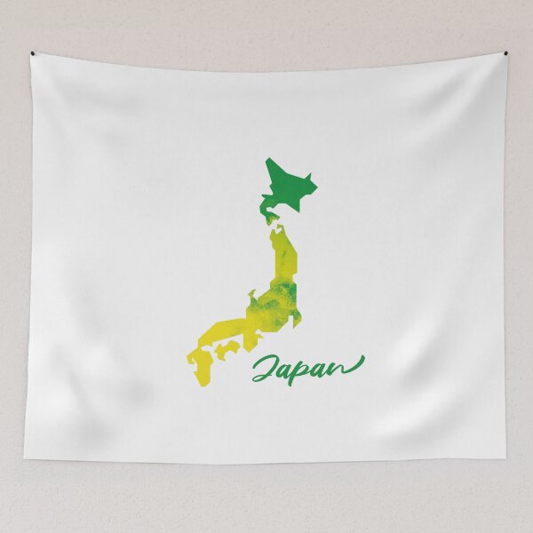 Item preview, Japan Map in Watercolor (Green and Yellow) designed and sold by Geometricshow.
