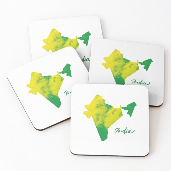 Item preview, India Map in Watercolor (Green and Yellow) designed and sold by Geometricshow.