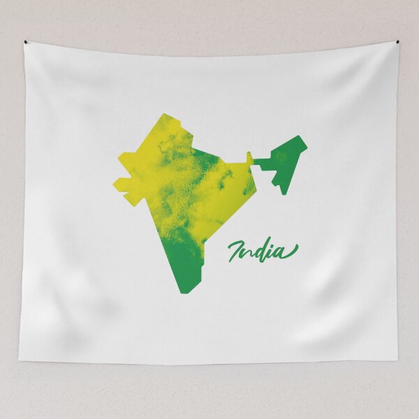 Item preview, India Map in Watercolor (Green and Yellow) designed and sold by Geometricshow.