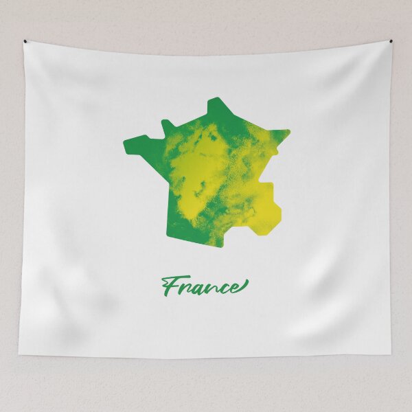Item preview, France Map in Watercolor (Green and Yellow) designed and sold by Geometricshow.