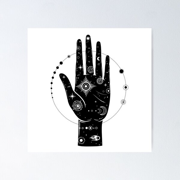 Premium Vector  Black magic hands. magical occult symbols on arm, hand  silhouettes vector set