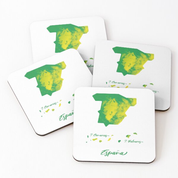 Item preview, España (Spain) Map in Watercolor (Green and Yellow) designed and sold by Geometricshow.