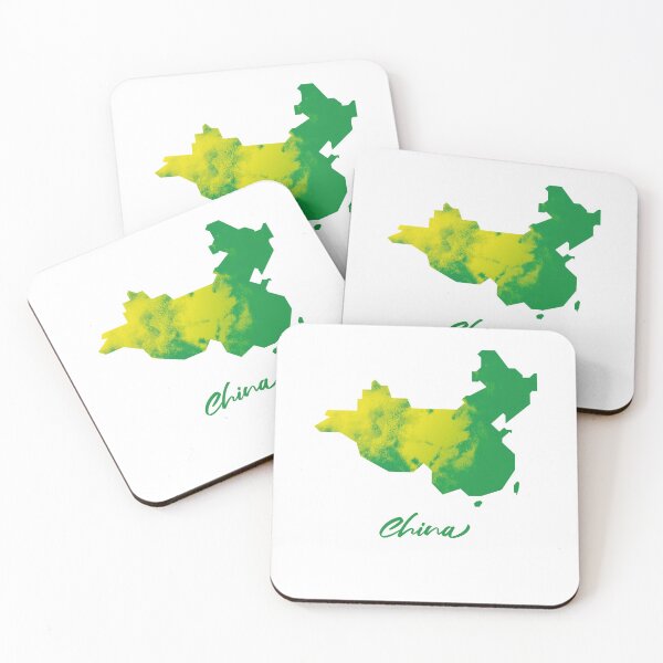 Item preview, China Map in Watercolor (Green and Yellow) designed and sold by Geometricshow.