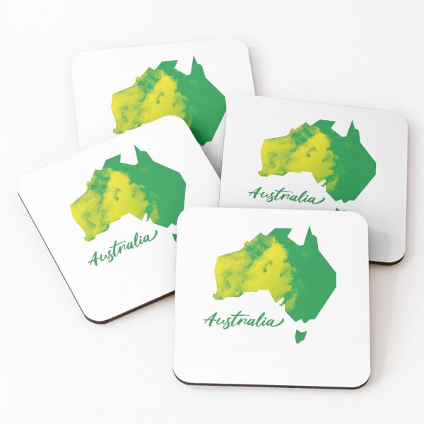 Item preview, Australia Map in Watercolor (Green and Yellow) designed and sold by Geometricshow.
