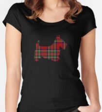 Roter Tartan Scotty Hund Tailliertes Rundhals-Shirt