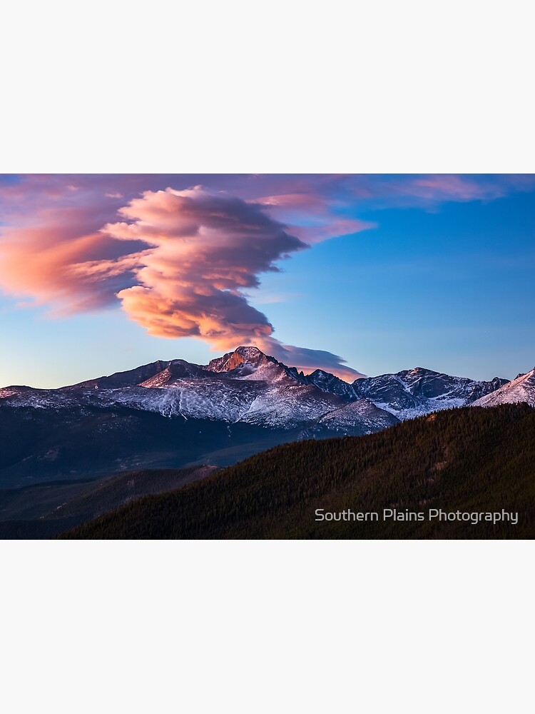 Fire on the Mountain - Sunrise Illuminates Cloud Over Longs Peak in Colorado by SeanRamsey