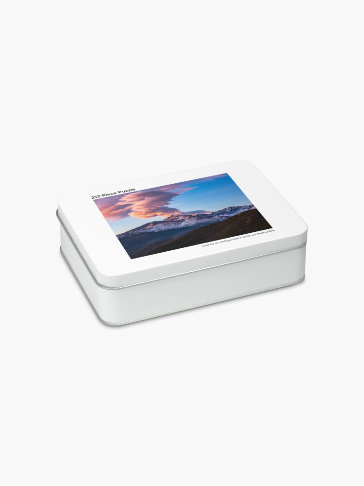 Alternate view of Fire on the Mountain - Sunrise Illuminates Cloud Over Longs Peak in Colorado Jigsaw Puzzle