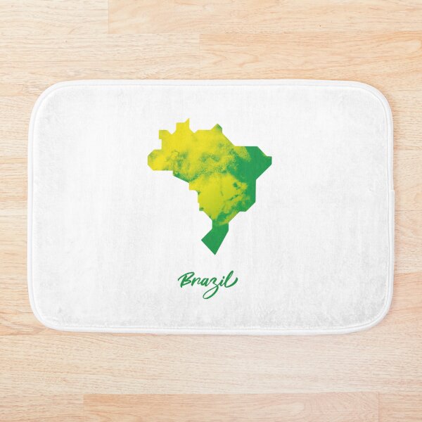 Aperçu de l'œuvre Carte du Brésil à l'aquarelle (vert et jaune) créée et vendue par Geometricshow.