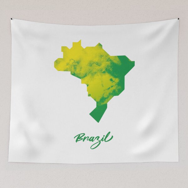 Item preview, Brazil Map in Watercolor (Green and Yellow) designed and sold by Geometricshow.
