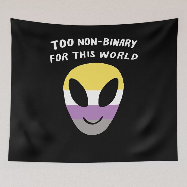 Item preview, Too Non-Binary For This World Alien LGBTQ Pride Flag Space designed and sold by yesqueen.