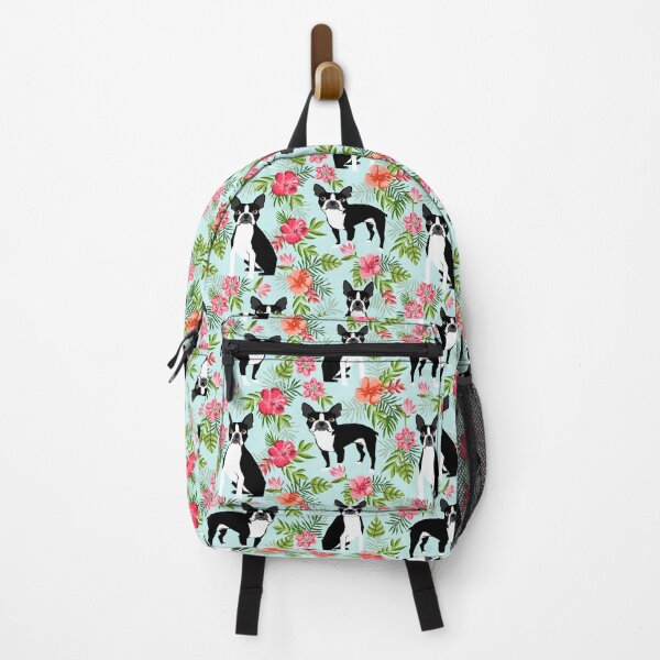 Item preview, Boston Terrier florals tropical hawaiian print dog breeds custom dog art pet portraits by PetFriendly designed and sold by PetFriendly.