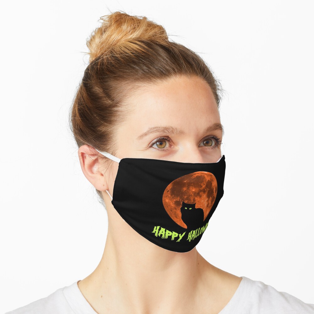 Black Cat | Full Blood Moon | Happy Halloween Mask