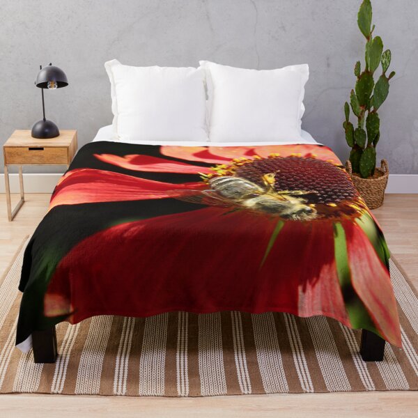 Item preview, Honey bee on red flower designed and sold by joshuarainbird.