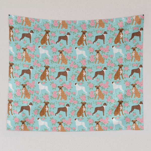 Item preview, Boxer florals floral pattern dog portrait pet friendly dog breeds boxers by PetFriendly designed and sold by PetFriendly.