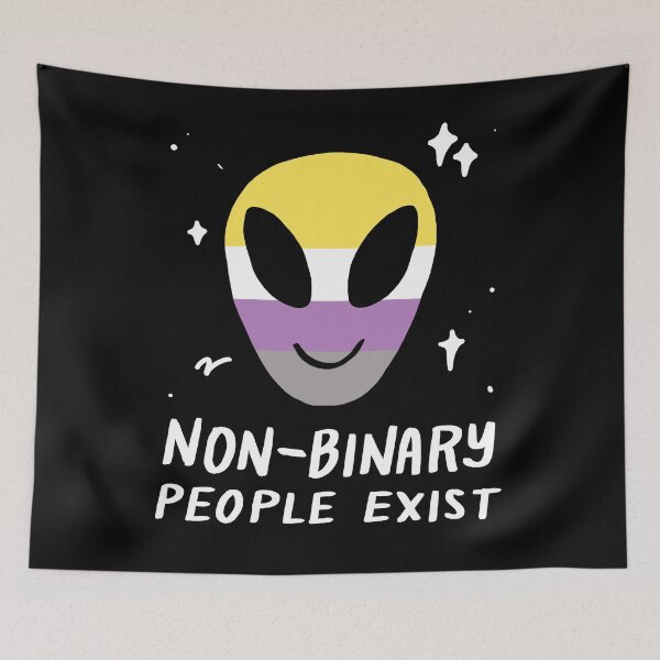 Item preview, Non-Binary Exist LGBTQIA Alien Pride Flag Space UFO designed and sold by yesqueen.