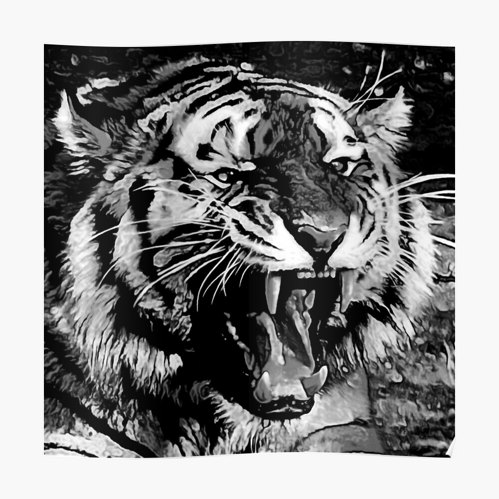 Cooler Brullender Tiger Kunstdruck Von Critterville Redbubble