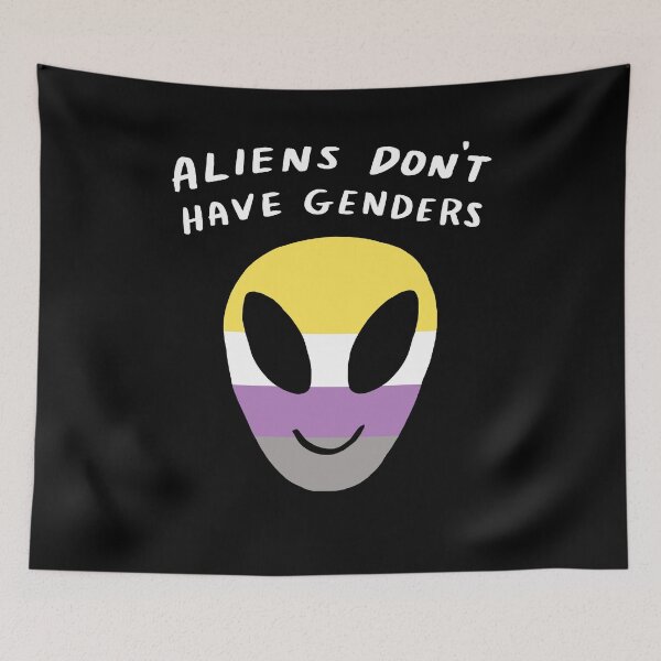 Item preview, Aliens Don't Have Genders Non-Binary LGBTQ Pride Flag designed and sold by yesqueen.